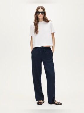 J Crew Soleil Linen Pant in navy size small petite